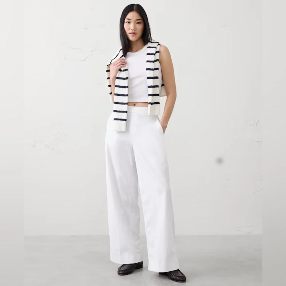 NWT! Banana Republic Wide-Leg High-Rise Linen-Blend Pant - Size Large Tall 🩷